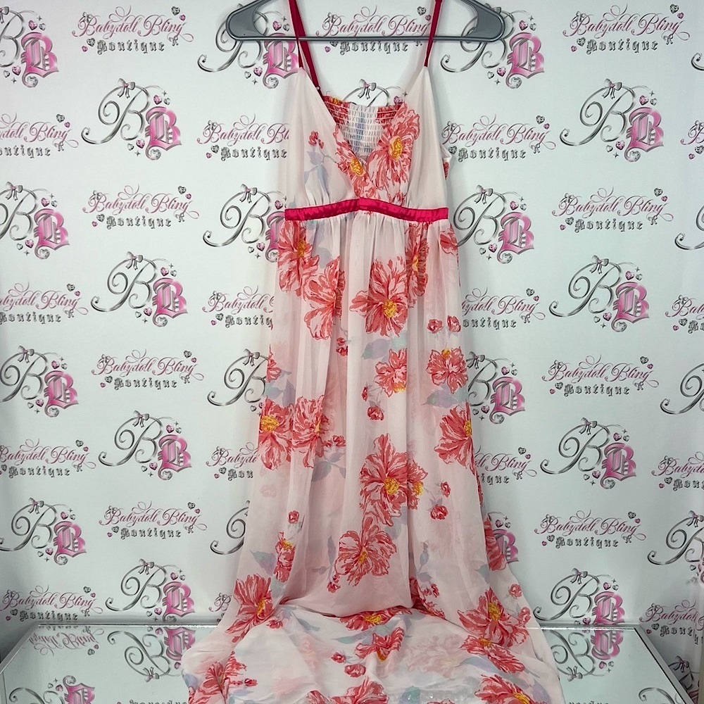 La Vie En Rose dress flower long maxi Floral Dress with Pink and Red Hues